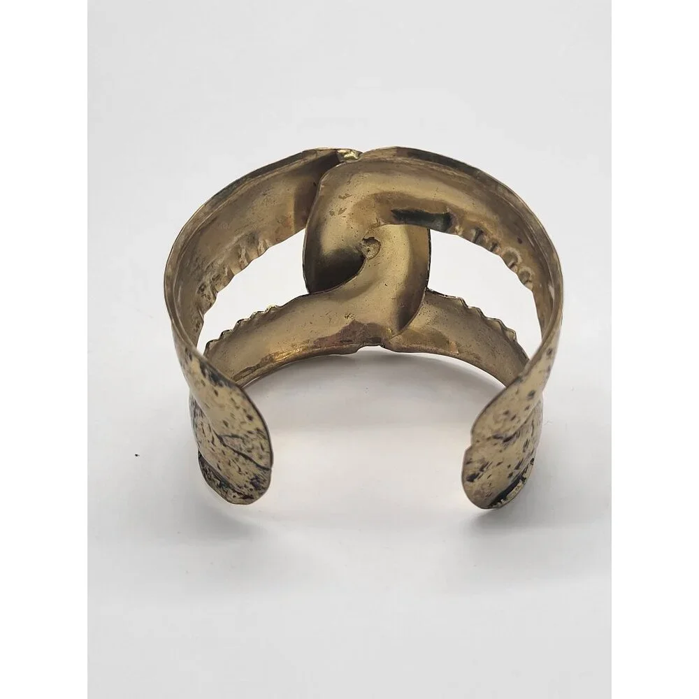 Anthropologie Intertwined Twist Tarnished Gold Tone Cuff Bracelet - Picture 4 of 12